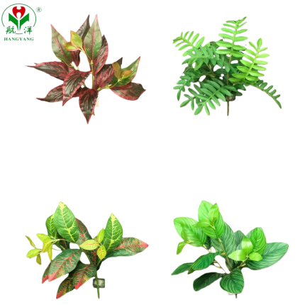 3-head plastic simulation green leaf factory